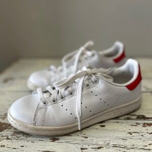 Adidas Stan Smith White Red Leather Low Top Sneakers M20326 Shoes Men US 6